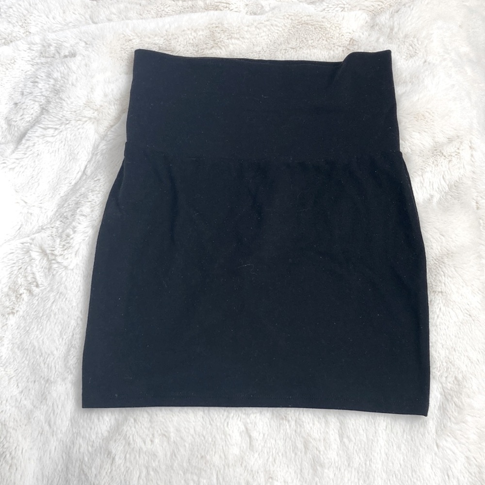 Black high waist cotton mini body-con pencil skirt